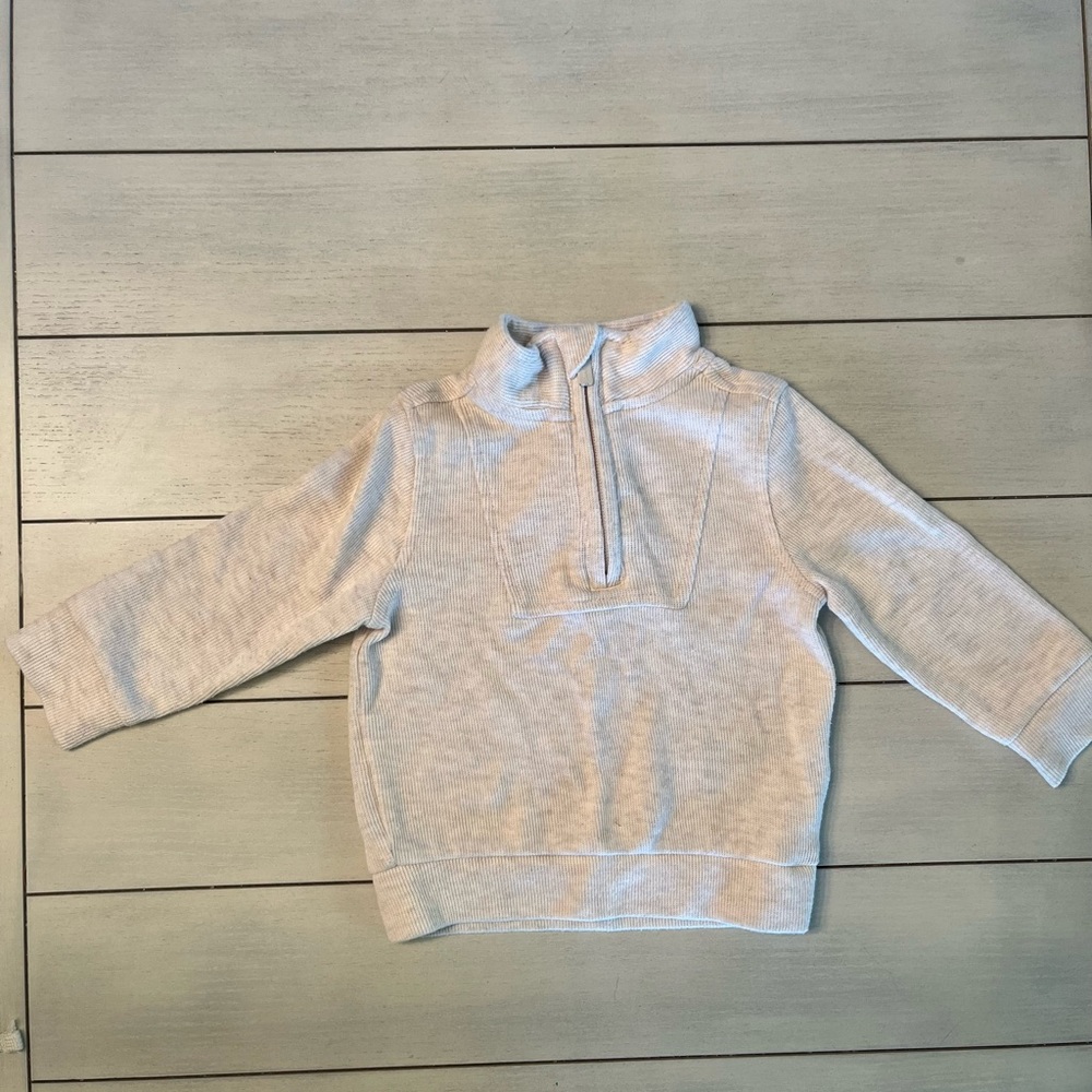 Long sleeve waffle weave 3/4 zip